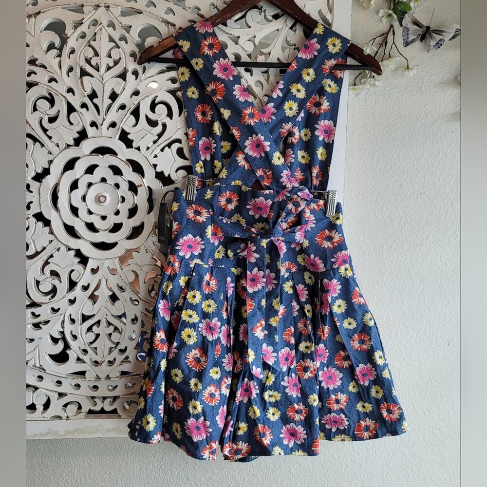 VANESSA MOONEY Venus Blue White Daisy Floral Cotton Romper Boho Feminine NWT S - Picture 7 of 16